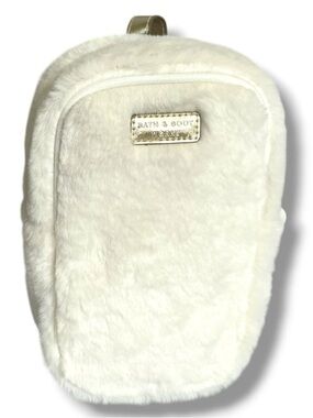 Bath & Body Works White Faux Fur Mini Backpack Crossbody Bag Plush-  Gift NWT